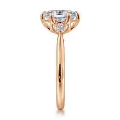 Sale Gabriel & Co. Blaise - 14K Rose Gold Oval Three Stone Diamond Engagement Ring