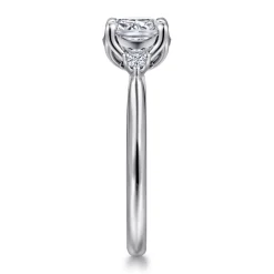 New Gabriel & Co. Blaise - 14K White Gold Cushion Cut Three Stone Diamond Engagement Ring