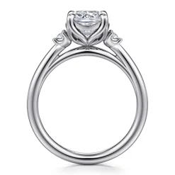 New Gabriel & Co. Blaise - 14K White Gold Cushion Cut Three Stone Diamond Engagement Ring