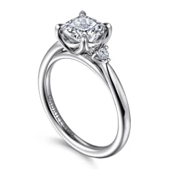New Gabriel & Co. Blaise - 14K White Gold Cushion Cut Three Stone Diamond Engagement Ring