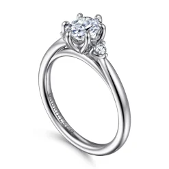 Best Gabriel & Co. Blaise - 14K White Gold Elongated Cushion Three Stone Diamond Engagement Ring
