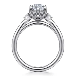 New Gabriel & Co. Blaise - 14K White Gold Marquise Shape Three Stone Diamond Engagement Ring