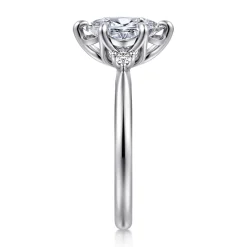 Sale Gabriel & Co. Blaise - 14K White Gold Oval Three Stone Diamond Engagement Ring