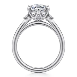 Sale Gabriel & Co. Blaise - 14K White Gold Oval Three Stone Diamond Engagement Ring