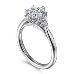 Gabriel & Co. Blaise - 14K White Gold Round Three Stone Diamond Engagement Ring