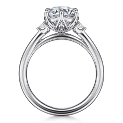 Gabriel & Co. Blaise - 14K White Gold Round Three Stone Diamond Engagement Ring