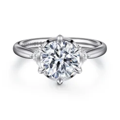 Online Gabriel & Co. Blaise - 14K White Gold Round Three Stone Diamond Engagement Ring