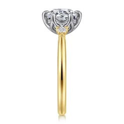 Online Gabriel & Co. Blaise - 14K White-Yellow Gold Round Three Stone Diamond Engagement Ring