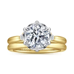 Online Gabriel & Co. Blaise - 14K White-Yellow Gold Round Three Stone Diamond Engagement Ring
