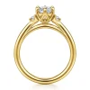 Best Gabriel & Co. Blaise - 14K Yellow Gold Elongated Cushion Three Stone Diamond Engagement Ring