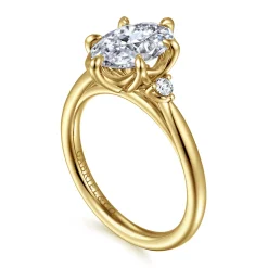 Outlet Gabriel & Co. Blaise - 14K Yellow Gold Oval Three Stone Diamond Engagement Ring