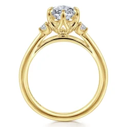 Outlet Gabriel & Co. Blaise - 14K Yellow Gold 6 Prong Oval Three Stone Diamond Engagement Ring