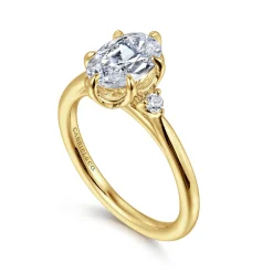 Outlet Gabriel & Co. Blaise - 14K Yellow Gold 6 Prong Oval Three Stone Diamond Engagement Ring