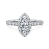 Outlet Gabriel & Co. Blossom - 14K White Gold Marquise Shape Halo Diamond Engagement Ring
