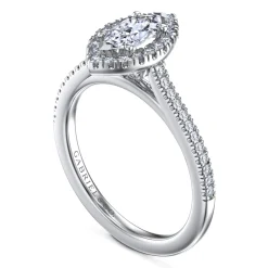 Outlet Gabriel & Co. Blossom - 14K White Gold Marquise Shape Halo Diamond Engagement Ring