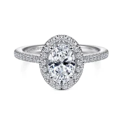 Clearance Gabriel & Co. Blossom - 14K White Gold Oval Halo Diamond Engagement Ring