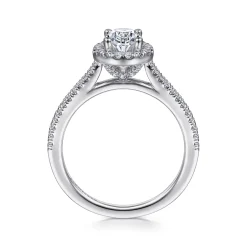 Gabriel & Co. Blossom - 14K White Gold Oval Halo Diamond Engagement Ring