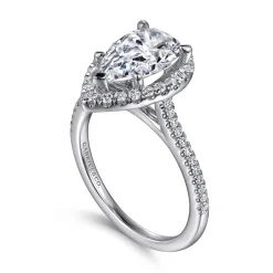 Online Gabriel & Co. Blossom - 14K White Gold Pear Shape Halo Diamond Engagement Ring
