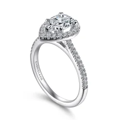 Clearance Gabriel & Co. Blossom - 14K White Gold Pear Shape Halo Diamond Engagement Ring