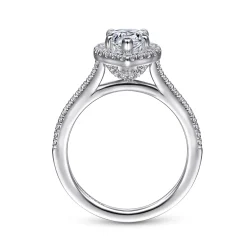 Clearance Gabriel & Co. Blossom - 14K White Gold Pear Shape Halo Diamond Engagement Ring