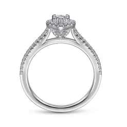 Discount Gabriel & Co. Blossom - 14K White Gold Pear Shape Halo Diamond Engagement Ring