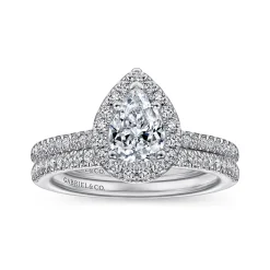 Outlet Gabriel & Co. Blossom - 14K White Gold Pear Shape Halo Diamond Engagement Ring