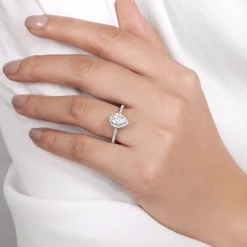 Outlet Gabriel & Co. Blossom - 14K White Gold Pear Shape Halo Diamond Engagement Ring