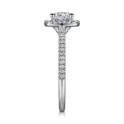 Hot Gabriel & Co. Blossom - 14K White Gold Round Halo Diamond Engagement Ring