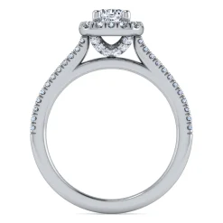 Best Gabriel & Co. Blossom - 14K White Gold Round Halo Diamond Engagement Ring