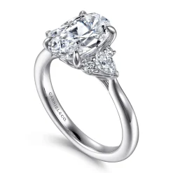 Discount Gabriel & Co. Boa - 14K White Gold Oval Three Stone Diamond Engagement Ring