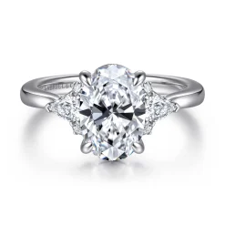 Discount Gabriel & Co. Boa - 14K White Gold Oval Three Stone Diamond Engagement Ring