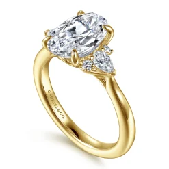 Discount Gabriel & Co. Boa - 14K Yellow Gold Oval Three Stone Diamond Engagement Ring