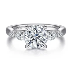 New Gabriel & Co. Bonita - 14K White Gold Round Five Stone Diamond Engagement Ring