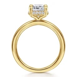 Sale Gabriel & Co. Bonnie - 14K Yellow Gold Cushion Hidden Halo Diamond Engagement Ring
