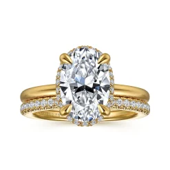 Best Gabriel & Co. Bonnie - 14K Yellow Gold Oval Hidden Halo Diamond Engagement Ring