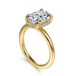 Best Gabriel & Co. Bonnie - 14K Yellow Gold Oval Hidden Halo Diamond Engagement Ring