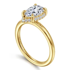 Gabriel & Co. Bonnie - 14K Yellow Gold Pear Shape Hidden Halo Diamond Engagement Ring