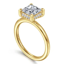 Sale Gabriel & Co. Bonnie - 14K Yellow Gold Princess Hidden Halo Diamond Engagement Ring