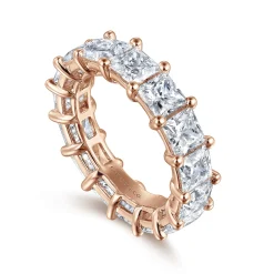 Clearance Gabriel & Co. Bordeaux - 14K Rose Gold Princess Cut Shared Prong Diamond Eternity Band - 7.5 ct