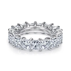Clearance Gabriel & Co. Bordeaux - 14K White Gold Princess Cut Shared Prong Diamond Eternity Band - 8.35 ct