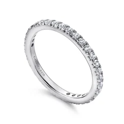Clearance Gabriel & Co. Brasilia - 14K White Gold Micro Pave Diamond Eternity Band - 0.75 ct