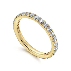 Clearance Gabriel & Co. Brasilia - 14K Yellow Gold Micro Pave Set Diamond Eternity Band - 1 ct