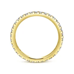 Clearance Gabriel & Co. Brasilia - 14K Yellow Gold Micro Pave Set Diamond Eternity Band - 0.7 ct