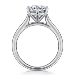 Best Gabriel & Co. Brave - 14K White Gold 6 Prong Round Solitaire Diamond Engagement Ring