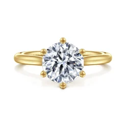 Hot Gabriel & Co. Brave - 14K Yellow Gold 6 Prong Round Solitaire Diamond Engagement Ring