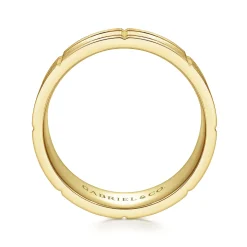 Hot Gabriel & Co. Brian - 14K Yellow Gold 8mm - Checkered Pattern Men's Wedding Band in Satin Finish