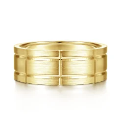 Hot Gabriel & Co. Brian - 14K Yellow Gold 8mm - Checkered Pattern Men's Wedding Band in Satin Finish
