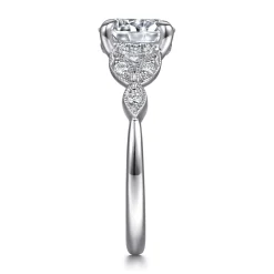 Outlet Gabriel & Co. Brigida - Vintage Inspired 14K White Gold Round Diamond Engagement Ring