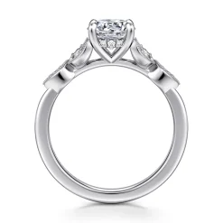 Gabriel & Co. Brigida - Vintage Inspired 14K White Gold Round Diamond Engagement Ring