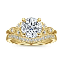 Outlet Gabriel & Co. Brigida - Vintage Inspired 14K Yellow Gold Round Diamond Engagement Ring